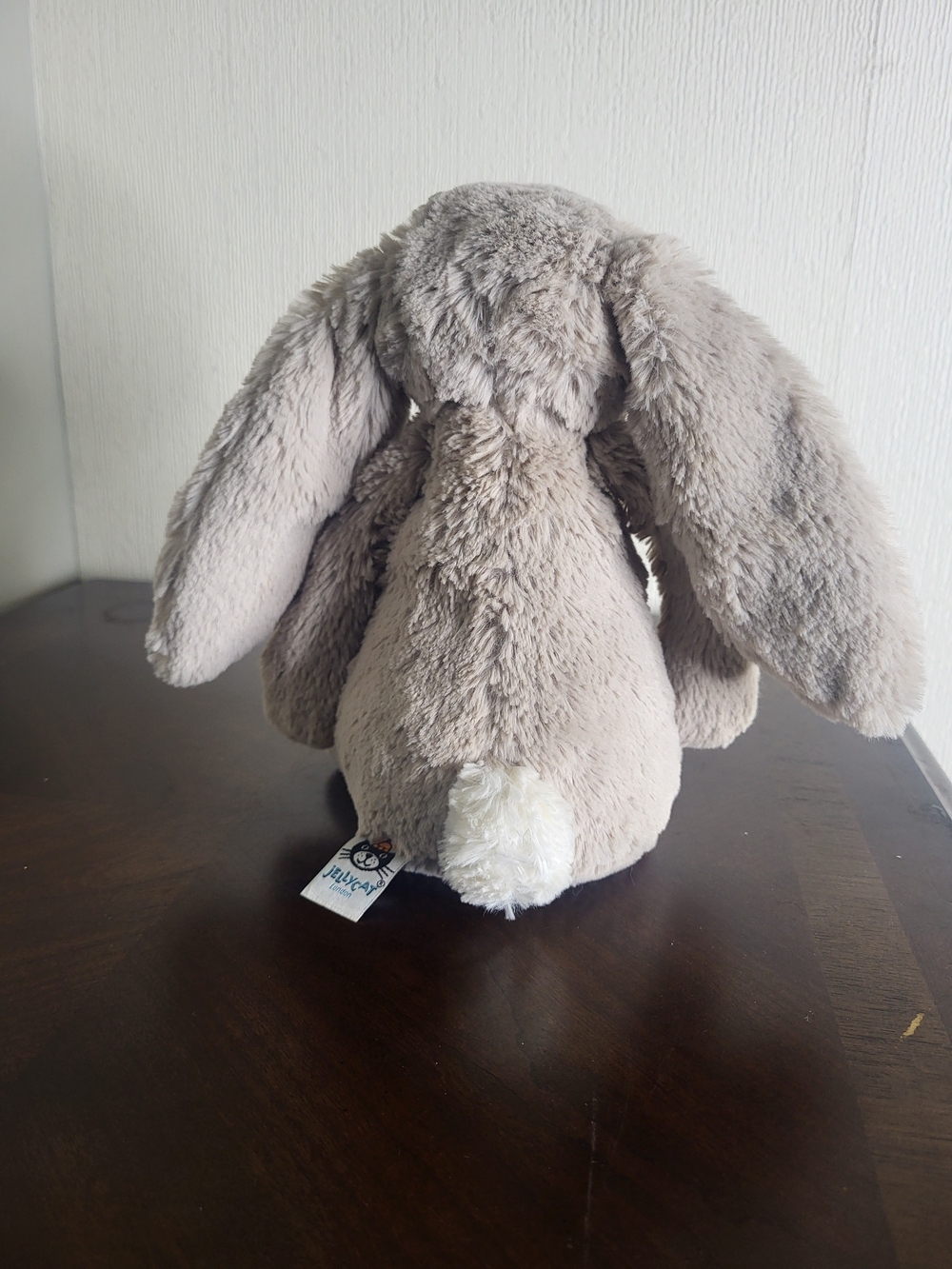 Jellycat Plush Bunny in Light Taupe with White Tail